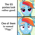Size: 1200x1200 | Tagged: safe, rainbow dash, pegasus, pony, fallout equestria, g4, g5, read it and weep, female, implied littlepip, implied pipp, implied pipp petals, meme, realization, solo, teeth, uh oh