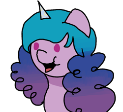 Size: 781x708 | Tagged: safe, artist:switcharoo, izzy moonbow, pony, unicorn, g5, female, happy, mare, open mouth, simple background, solo, white background