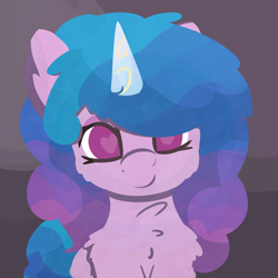 Size: 1500x1500 | Tagged: safe, artist:rhythmpixel, izzy moonbow, pony, unicorn, g5, bust, chest fluff, cute, female, heart eyes, izzybetes, looking at you, smiling, solo, wingding eyes