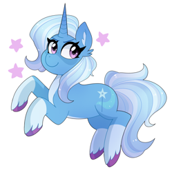 Size: 640x642 | Tagged: safe, artist:emera33, trixie, pony, unicorn, g4, coat markings, female, looking at you, mare, pale belly, rearing, requested art, simple background, socks (coat markings), solo, unshorn fetlocks, white background