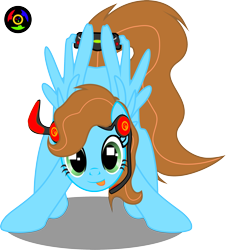 Size: 2448x2713 | Tagged: safe, artist:kyoshyu, oc, oc only, oc:fallen, pegasus, pony, controller, female, high res, joystick, mare, simple background, solo, transparent background, vector, wing hands, wings