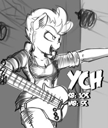 Size: 914x1080 | Tagged: safe, artist:felixf, oc, anthro, anthro oc, commission, guitar, music, musical instrument, rock (music), rock concert, ych sketch, your character here