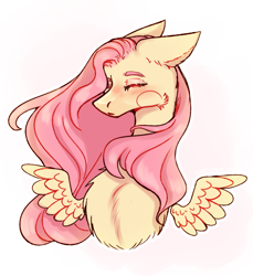 Size: 977x1067 | Tagged: safe, artist:lisochka69, fluttershy, pegasus, pony, g4, blushing, eyelashes, eyes closed, female, pink hair, solo