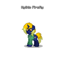 Size: 400x400 | Tagged: safe, oc, oc only, oc:mythic firefly, pony, unicorn, pony town, clothes, horn, male, pixel art, simple background, solo, transparent background, unicorn oc