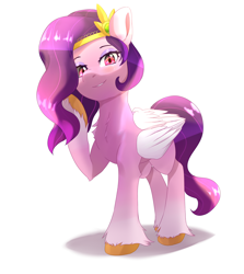 Size: 2500x2800 | Tagged: safe, artist:nihithebrony, pipp petals, pegasus, pony, g5, bedroom eyes, blushing, female, heart, heart eyes, high res, jewelry, lidded eyes, looking at you, mare, purple, red eyes, red-eyed pipp, simple background, smiling, smirk, solo, starry eyes, white background, wingding eyes, wrong eye color