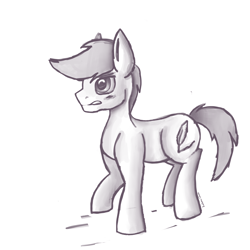 Size: 2048x2048 | Tagged: safe, artist:ledwine glass, oc, oc only, oc:blue quill, earth pony, pony, high res, male, monochrome, quill pen, solo, stallion