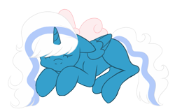 Size: 545x340 | Tagged: safe, artist:cryptidmars, oc, oc:fleurbelle, alicorn, pony, alicorn oc, bow, female, hair bow, horn, mare, simple background, sleeping, transparent background, wings