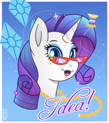 Size: 830x934 | Tagged: safe, artist:lennonblack, rarity, pony, unicorn, g4, glasses, glasses rarity, needle, open mouth, sewing needle, solo, thread