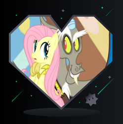 Size: 1280x1284 | Tagged: safe, artist:3d4d, edit, edited screencap, screencap, discord, fluttershy, g4, keep calm and flutter on, female, male, ship:discoshy, shipping, straight, valentine's day card