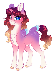 Size: 1645x2202 | Tagged: safe, artist:silkensaddle, oc, oc only, oc:maenad star, pony, unicorn, blue eyes, butt fluff, chest fluff, coat markings, colored pupils, constellation freckles, ear fluff, eyeshadow, facial markings, female, fluffy, freckles, hoof fluff, horn, leg fluff, looking at you, makeup, mare, pale belly, ponysona, shoulder feathers, simple background, small wings, smiling, smiling at you, socks (coat markings), solo, tail feathers, transparent background, unshorn fetlocks, wings