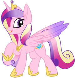 Size: 1983x2076 | Tagged: safe, artist:byteslice, artist:litrojia, princess cadance, alicorn, pony, g4, .svg available, collaboration, crown, ear fluff, female, jewelry, looking back, mare, raised hoof, regalia, simple background, solo, spread wings, standing, svg, transparent background, vector, wings