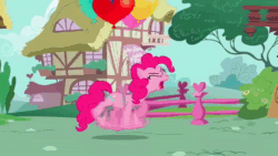 Size: 1280x720 | Tagged: safe, screencap, pinkie pie, twilight sparkle, earth pony, pony, unicorn, g4, it's about time, season 2, animated, balloon, edited video, eyes closed, female, floating, run for your lives, slowed down, sound, speed up, talking, then watch her balloons lift her up to the sky, unicorn twilight, webm