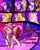 Size: 2400x3000 | Tagged: safe, artist:keytee-chan, applejack, fluttershy, pinkie pie, rainbow dash, rarity, oc, oc:excellent pasture eclair, oc:fluttering zap apple pie, alicorn, pegasus, pony, unicorn, comic:the great big fusion 1 remake, g4, fusion, fusion:excellent pasture eclair, fusion:fluttering zap apple pie, hair bun, high res, jojo reference, lipstick, tomboy taming