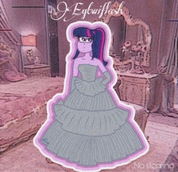 Size: 640x620 | Tagged: safe, artist:egtwiflash, sci-twi, twilight sparkle, equestria girls, g4, aesthetics, clothes, cute, dress, pink, room, solo
