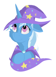 Size: 3992x5440 | Tagged: safe, artist:groomlake, trixie, pony, unicorn, g4, colored, cute, hat, looking up, simple background, white background