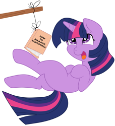 Size: 1776x1944 | Tagged: safe, artist:lemontea, twilight sparkle, pony, unicorn, g4, behaving like a cat, blank flank, book, bookhorse, crossed legs, cute, female, filly, filly twilight sparkle, hooves up, lying down, on back, open mouth, playing, simple background, smiling, solo, stick, that pony sure does love books, unicorn twilight, vector, younger