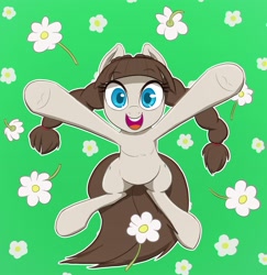 Size: 2221x2285 | Tagged: safe, artist:ikarooz, oc, oc only, oc:connie bloom, pony, edelweiss, euro bronycon, flower, high res, incoming hug, solo
