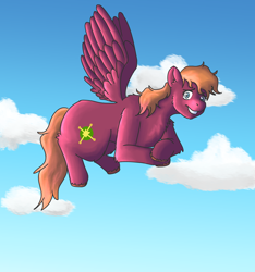 Size: 3000x3200 | Tagged: safe, artist:applejackofalltrades, sweet pepper, pegasus, pony, g4, flying, high res, in the sky, solo