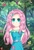 Size: 933x1361 | Tagged: safe, artist:flatterslay, fluttershy, butterfly, human, equestria girls, g4, blushing, breasts, busty fluttershy, cute, female, forest, humanized, shyabetes, solo