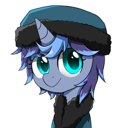 Size: 1920x1925 | Tagged: safe, artist:ce2438, oc, oc only, oc:moonlight toccata, pony, unicorn, clothes, coat, female, hat, simple background, solo, transparent background, winter clothes