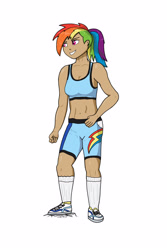 Size: 2000x3000 | Tagged: safe, alternate version, artist:harleneap, rainbow dash, human, g4, high res, humanized, solo, tanned