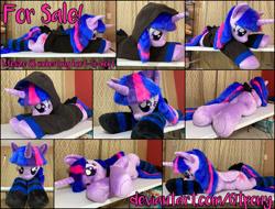 Size: 6000x4560 | Tagged: safe, artist:qtpony, twilight sparkle, alicorn, pony, g4, absurd resolution, clothes, hoodie, irl, life size, photo, plushie, socks, solo, striped socks, twilight sparkle (alicorn)