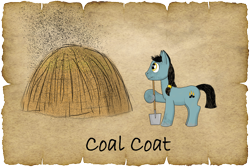 Size: 1500x1000 | Tagged: safe, alternate version, artist:malte279, oc, oc:coal coat, earth pony, pony, my little pony: tails of equestria, charcoal burner, charcoal pile, npc, parchment, pen and paper rpg