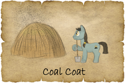 Size: 1024x683 | Tagged: safe, alternate version, artist:malte279, oc, oc:coal coat, earth pony, pony, my little pony: tails of equestria, charcoal burner, charcoal pile, npc, parchment, pen and paper rpg