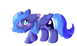 Size: 1280x768 | Tagged: safe, artist:yourpennypal, princess luna, alicorn, pony, g4, cheek fluff, ear fluff, female, filly, floppy ears, simple background, solo, transparent background, woona, younger