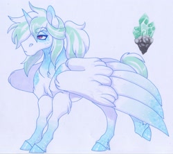 Size: 3406x3025 | Tagged: safe, artist:frozensoulpony, oc, oc only, oc:frost valour, alicorn, pony, high res, male, offspring, parent:princess cadance, parent:shining armor, parents:shiningcadance, solo, stallion, traditional art