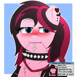 Size: 2000x2000 | Tagged: safe, artist:h3nger, oc, oc only, oc:xena, oc:xena ferrer, pony, collar, ear piercing, earring, female, high res, horny on main, jewelry, piercing, solo