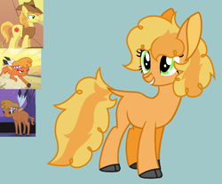 Size: 1220x1012 | Tagged: safe, artist:drancarola135, braeburn, little strongheart, oc, hybrid, g4, bisony, female, male, offspring, parent:braeburn, parent:little strongheart, parents:braeheart, screencap reference, ship:braeheart, shipping, straight