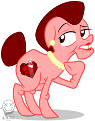 Size: 1161x1482 | Tagged: safe, artist:amgiwolf, oc, oc only, earth pony, pony, crystal heart, ear piercing, earth pony oc, elderly, female, jewelry, lipstick, mare, necklace, pearl necklace, piercing, simple background, solo, thinking, transparent background