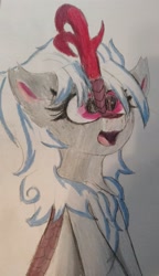 Size: 2285x3970 | Tagged: safe, artist:windykirin, oc, oc only, oc:windshear, kirin, colored pencil drawing, female, high res, sitting, solo, traditional art