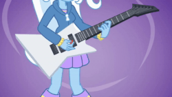 Size: 1280x720 | Tagged: safe, artist:khuzang, trixie, equestria girls, g4, my little pony equestria girls: rainbow rocks, 2014, animated, clothes, electric guitar, guitar, metal, musical instrument, playing instrument, power metal, skirt, sonata arctica, sound, webm