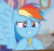 Size: 379x358 | Tagged: safe, artist:agrol, rainbow dash, pegasus, pony, choose your wings, g4, adorkable, amulet of wings, animated, artificial wings, augmented, changeling wings, cropped, cute, dashabetes, dork, female, mare, mismatched wings, nervous, smiling, solo, transparent wings, wings