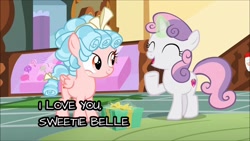 Size: 1280x720 | Tagged: safe, edit, edited screencap, screencap, cozy glow, sweetie belle, g4, marks for effort, female, lesbian, ship:cozybelle, shipping