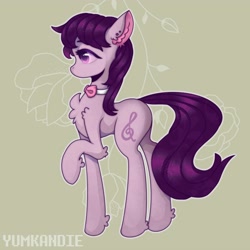 Size: 3500x3500 | Tagged: safe, artist:yumkandie, octavia melody, earth pony, pony, g4, chest fluff, ear piercing, high res, piercing, profile, raised hoof, solo