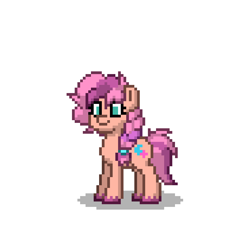 Size: 830x830 | Tagged: safe, sunny starscout, earth pony, pony, pony town, g5, backwards cutie mark, braid, colored hooves, female, mare, pixel art, simple background, solo, unshorn fetlocks, white background