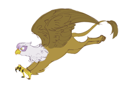 Size: 1000x694 | Tagged: safe, artist:pigeorgien, gilda, griffon, g4, catbird, claws, cute, female, flying, gildadorable, hunting, pounce, simple background, solo, spread wings, talons, white background, wings