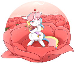 Size: 1024x886 | Tagged: safe, artist:foxhatart, oc, oc only, oc:melody, pony, unicorn, bow, female, flower, mare, solo, tail bow