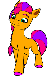 Size: 1200x1758 | Tagged: safe, sunny starscout, earth pony, pony, g5, braid, colored, colored hooves, eyebrows, female, flat colors, mare, simple background, smiling, solo, transparent background