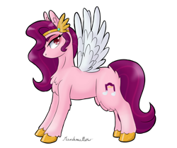 Size: 1280x1069 | Tagged: safe, artist:sunshmallow, pipp petals, pegasus, pony, g5, female, mare, red eyes, red-eyed pipp, signature, simple background, solo, transparent background, unshorn fetlocks