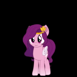 Size: 720x720 | Tagged: safe, artist:yudhaikeledai, pipp petals, pegasus, pony, g4, g5, adorapipp, animal crossing, animated, black background, cute, eyes closed, female, g5 to g4, open mouth, red eyes, red-eyed pipp, simple background, singing, smiling, solo, sound, spoiler, webm