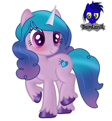 Size: 3840x4154 | Tagged: safe, artist:damlanil, izzy moonbow, pony, unicorn, g5, blushing, cute, female, horn, leg fluff, mare, shiny, shiny mane, show accurate, simple background, solo, transparent background, vector