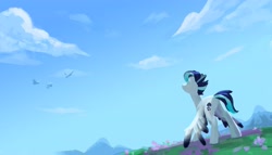 Size: 4096x2348 | Tagged: safe, artist:aanotherpony, oc, oc only, pegasus, pony, scenery, spread wings, wings