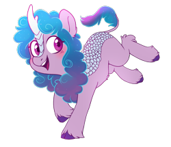 Size: 1819x1567 | Tagged: safe, artist:pucksterv, izzy moonbow, kirin, pony, g4, g5, cute, female, g5 to g4, jumping, kirin-ified, mare, simple background, solo, species swap, transparent background