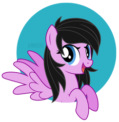 Size: 800x818 | Tagged: safe, artist:jennieoo, oc, oc only, oc:ink bolt, pegasus, pony, bust, happy, portrait, show accurate, simple background, smiling, solo, spread wings, vector, wings