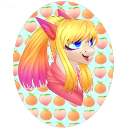 Size: 1500x1500 | Tagged: safe, artist:citrus-flamingo, oc, oc only, oc:exotic pop, pony, bust, clothes, female, fruit, open mouth, portrait, solo