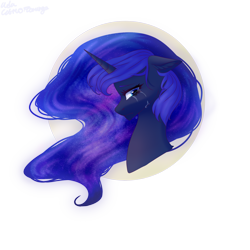 Size: 1500x1500 | Tagged: safe, artist:citrus-flamingo, princess luna, alicorn, pony, g4, bust, crying, female, mare in the moon, moon, portrait, profile, simple background, solo, transparent background